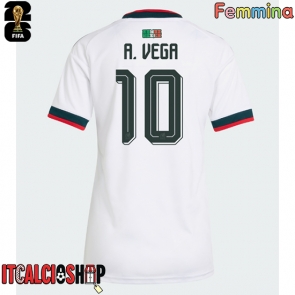 Messico Alexis Vega #10 Seconda Maglia Femmina Mondiali 2026 Manica Corta